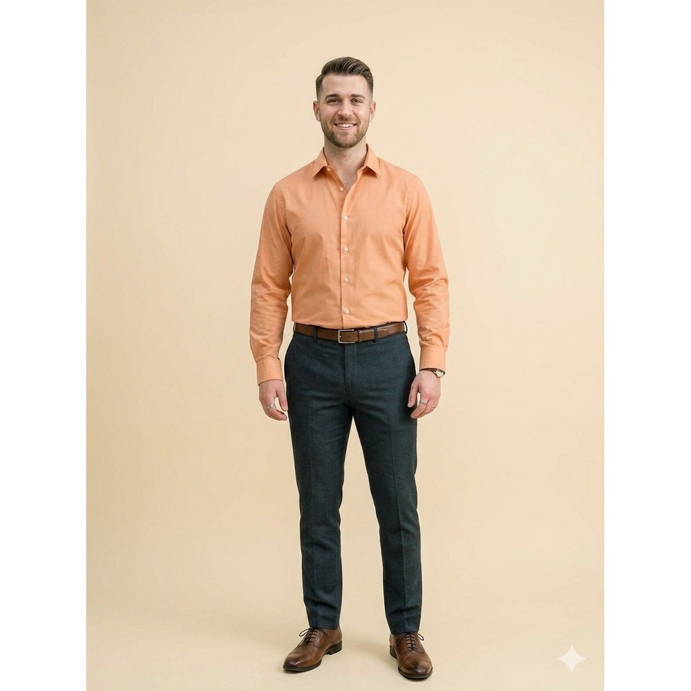 Van Heusen Button Down Shirt Mens XL Peach Orange Excellent Long Sleeve Regular